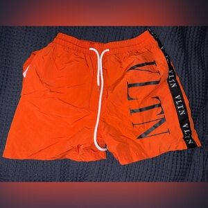Valentino Orange Mesh-Lined Swim Shorts